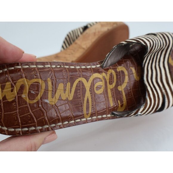 Sam Edelman Women's Reid Sandal Size 8 Cork Wedge Platform Slide Tan Brown Calf - Picture 10 of 12